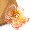 Plumeria hair claw clip in orange and pink gradient with sparkling silver glitters - Hollow Plum Blossom Glitter Claw [Yellow]