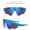 Sport cycling sunglasses with light blue frame and reflective blue gradient coated lenses - Light Blue and Silver Frame Blue Mirrored Lens