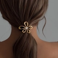 Eleganter goldener Blumen-Haargummi mit Perle für stilvolle Pferdeschwanz-Frisuren - Hohle Blume Perle / Gold