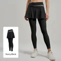 Legging de yoga Starry Black taille haute faux deux pièces pour sport et fitness - S / Bottoms / Noir Étoilé