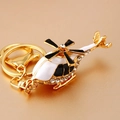 Sparkling helicopter keychain with gold-plated finish and white rhinestones - Black Helicopter