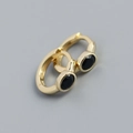Gold plated s925 silver hoop earrings featuring an oval black zircon gemstone inlay - Golden Color (black Zircon)