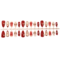 Uñas postizas 3D ojo de gato rojo con lazos y perlas diseño San Valentín - Estilo Purpurina Con Lazo 3D (B1-13853) En Tira