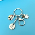 Artist keychain with enamel palette and 'Live Your Dream' charm in silver finish - Inspirational Heart Style