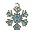 Ciondolo a forma di fiocco di neve natalizio in smalto blu e metallo dorato - Stile Fiocco di Neve Blu (18061) / 1 Pezzo (18x22mm)