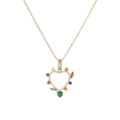 Golden heart tree of life necklace with colorful zircon stones and fine chain - Pave Multi-color Zircon Heart Style (CN001468CX)