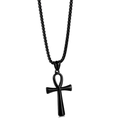 Minimalistische zwarte roestvrijstalen Ankh-kruis hanger met bijpassende ketting - Met ketting / Zwart