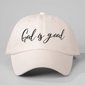 Pink baseball cap featuring God is good printed slogan on front with adjustable strap - One Size / Beige