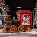 Vintage bronze musical Christmas train decoration with Santa scene and 33cm size - Small Train Snowing Lamp