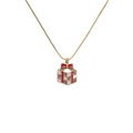 Collier avec pendentif boîte cadeau de Noël plaqué or avec zircons et nœud rouge - Or/Multicolore