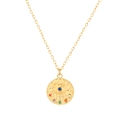 Elegante 18k vergoldete Titanstahl-Halskette mit ovalem Medaillon und buntem Zirkon Auge - Böser Blick Runder Anhänger