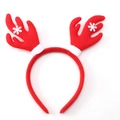 Red plush reindeer antler headband for Christmas featuring white snowflake decorations - 8# Snowflake Antlers
