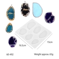 DIY geometric silicone mold for resin pendants with 6 cavities and gold foil samples - 60-492 (Water Drop Shape)