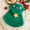 Grüner Haustier Weihnachts-Umhang mit Stern-Deko und weißen Pompons für Hunde und Katzen - XL / Grünes Weihnachts-Kapuzencape