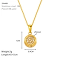 Macro detail of 18k gold-plated stainless steel necklace with zircon stone specifications - Round Style(S-N449)