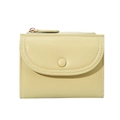 Cartera corta minimalista para mujer en color amarillo pálido con botón y cierre - Albaricoque