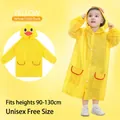 Imperméable jaune canard pour enfants avec capuche style poncho et poches de dessin animé - Taille unique / Canard Jaune
