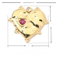 Pendentif cœur doré en acier inoxydable avec strass rose et dimensions détaillées - Pendentif Cœur Strass Rose Or