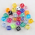 Pendentifs dés colorés en acrylique avec crochets pour création de bijoux DIY - 14mm (Sans boucle) / Couleurs Mixte Aléatoire
