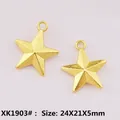 Pendentif étoile en alliage doré mat pour bijoux DIY, taille 24x21x5mm - XK1903# Or