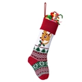 Knitted Christmas stocking with red reindeer and snowflake patterns for festive decor - Style 6 (Reindeer Christmas Tree)