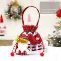 Christmas burlap gift bag featuring a 3D Santa Claus doll design with drawstring - Linen Fence Santa