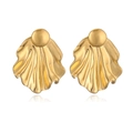 Boucles d'oreilles géométriques en plaqué or 18K avec texture ondulée 3D moderne - Style Froissé Irrégulier (45352) / Doré