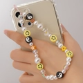 Cordon de téléphone fait main avec perles blanches, smileys et charms colorés - ZSZC04-Style Perle Smiley Tai Chi