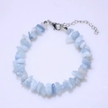 Adjustable irregular light blue aquamarine gemstone chip bracelet with silver clasp - Aquamarine
