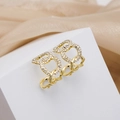 Elegant gold chain link earrings with clear rhinestones on minimalist white display - Gold Open Chain Link Rhinestone Earrings (E2706-1)