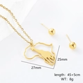 Conjunto de joyas doradas con collar de mapa de África, jirafa y pendientes de bola - Jirafa / Dorado
