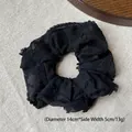 Black double-layer lace scrunchie with polka dot embroidery and 14cm diameter size - Q514-1 Black Mesh Polka Dot