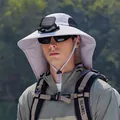 Cappello parasole grigio con ventilatore solare e tesa larga per pesca ed escursionismo - Grigio Chiaro (Stile Ventilatore)