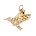 Exquisite gold hummingbird pendant with white zircon stones and textured feather details - CX136-4 Hummingbird