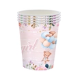 Bicchieri di carta rosa con orsetto per baby shower ragazza con palloncini e fiori - Bicchieri di Carta Orso Rivelazione Genere / Standard