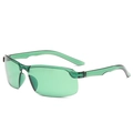 Outdoor rimless cycling sports sunglasses for men with green wrap-around frame - Green
