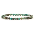 Single strand 4mm natural turquoise stone beaded bracelet with unique mineral veins - African Pine Stone