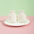 Small ivory plush velvet drawstring pouch for jewelry and luxury gift packaging - 7*9cm / Off-white