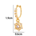 Golden copper ear clip with sparkling cubic zirconia snowflake pendant and C-shaped band - Snowflake Style (2625-10#) / Gold