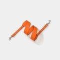 Adjustable orange leather bag strap with silver metal hardware and white stitching - Orange Silver Buckle