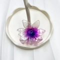 Gradient purple flower hair claw clip with pearl center on a minimalist jewelry stand - Purple (Pearlescent Sun Flower)