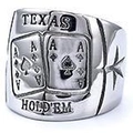 Macro detail of Texas Hold'em poker ring showing ace of spades and diamonds relief - US Size 8 / Punk Retro Style (03404)