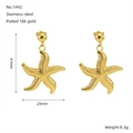 Starfish shaped earrings in 18k gold plated stainless steel with textured finish - Starfish Shape Style (No.1492) / Gold