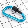 Blue 8cm D-ring aluminum locking carabiner with black screw gate for backpacks - Sky Blue
