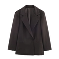 Conjunto de traje para mujer con chaqueta de manga larga y pantalones en color marrón oscuro - XS / Blazers