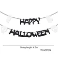 Halloween-Banner mit Happy Halloween-Schriftzug, Geist- und Schädeldekor, 4,5m Länge - Stil C-Geist Skelett Buchstaben