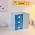 Blue cloud desk organizer with transparent drawers and multi-grid stationery storage - Lake Blue Storage Box