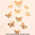 Pink gradient butterfly cake topper set with wires and glue dots in 8cm 6cm 5cm sizes - Pink Gradient Butterfly Decoration Set