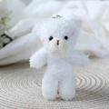 Close-up of white plush bear pendant with soft fur texture and pink blush cheeks detail - 11-13cm / Pure White Blush Bear
