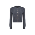 Slim fit dark grey cable knit wool cardigan sweater with round neck and buttons - S / Dark Gray